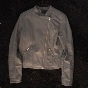 Gray Faux Leather Jacket